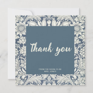 Elegante blaue florale Dankeskarten für den Brautj Karte