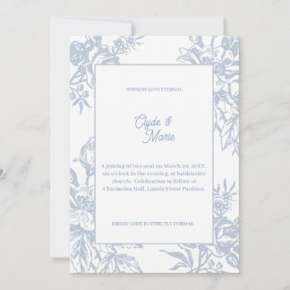 Elegante blaue florale formelle Hochzeits-Einladun Einladung