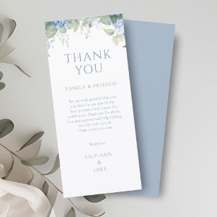 Elegante blaue florale Hydrangea-Hochzeits-Dankesk