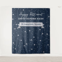 Elegante, blaue Fotobox-Rückwand für den Ruhestand