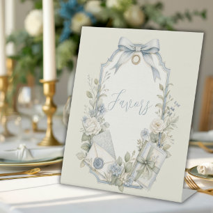 Elegante blaue französische Vintage-Geschenke Hoch Sockelschild