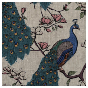 Elegante blaue Friedenstruppen an den Zweigen der  Stoff