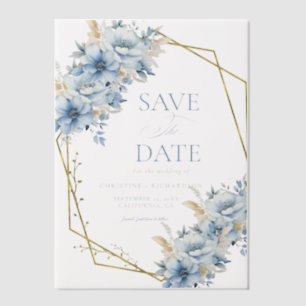 Elegante blaue, geometrische Rahmen Blütenhochzeit
