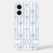Elegante blaue gestreifte Kokettenbögen monogrammi