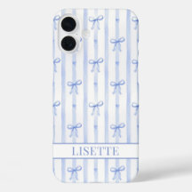 Elegante blaue gestreifte Kokettenbögen monogrammi