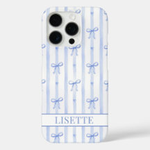 Elegante blaue gestreifte Kokettenbögen monogrammi