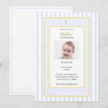 Elegante blaue Gold-Foto-Tauf-Einladung