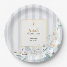 Elegante Blaue Goldene Florale Taufe