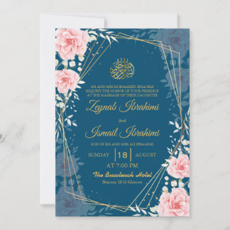 Elegante blaue goldene islamische muslimische Hoch Einladung