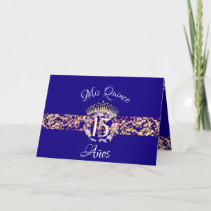 Elegante Blaue Goldene Quinceanera-Feier Einladung