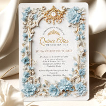 Elegante blaue goldene Quinceanera spanische Sweet