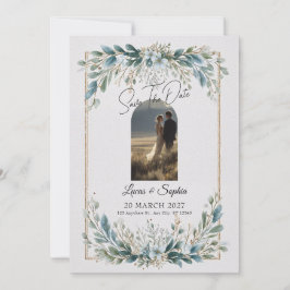 Elegante Blaue Grüne Save the Date Einladung