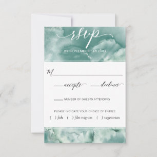 Elegante blaue/grüne Wasserfarbe mit Optionen für  RSVP Karte