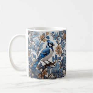 Elegante Blaue Häher, inspiriert von William Morri Kaffeetasse