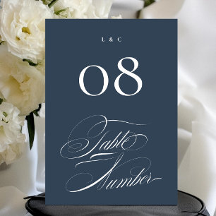 Elegante Blaue Hochzeit 5 x 7 Tischnummern