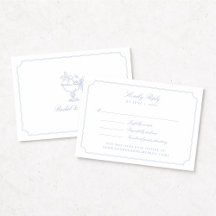 Elegante blaue Hochzeits-RSVP-Karte mit Doppelrahm