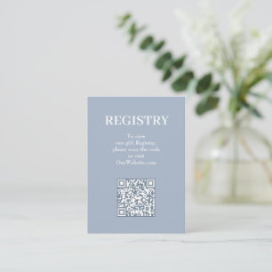 Elegante blaue Hochzeitsgeschenkeliste QR-Code Begleitkarte