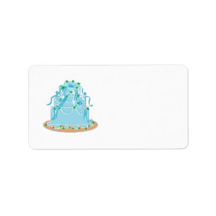 Elegante blaue Hochzeitstorte Adressaufkleber