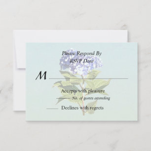 Elegante Blaue Hortensie RSVP Karte