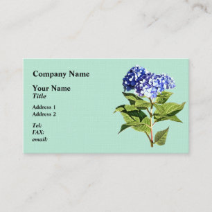 Elegante Blaue Hortensie Visitenkarte