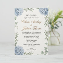 Elegante Blaue Hortensien-Aquarell-Hochzeit