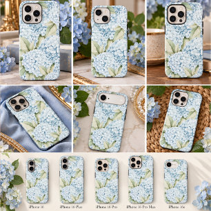 Elegante Blaue Hortensien Aquarell iPhone 16 Hülle