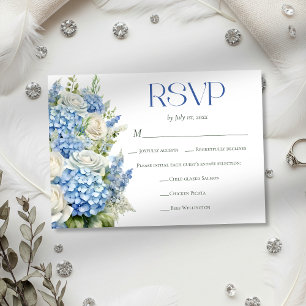Elegante blaue Hortensien-Blumenmahlzeit-Wahl Hoch RSVP Karte
