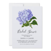 Elegante blaue Hortensien-Braut- Einladung
