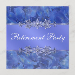 Elegante Blaue Hortensien Damen-Ruhestandsfeier Einladung