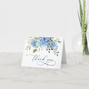 Elegante Blaue Hortensien-Eukalyptus-Blumen Einfac Dankeskarte