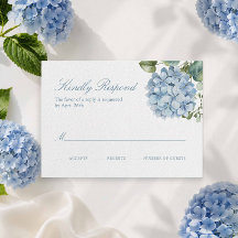 Elegante Blaue Hortensien-Hochzeits-RSVP