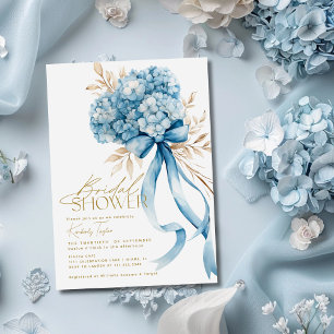Elegante Blaue Hortensien-Schleifen-Brautparty Einladung