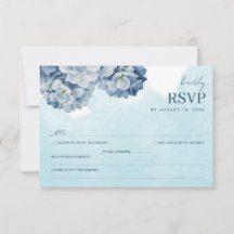 Elegante Blaue Hortensien-Wasserfarbe-RSVP-Karte