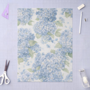 Elegante Blaue Hortensienblüten Seidenpapier