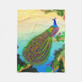 Elegante blaue indische Pfau-Fleece-Decke Fleecedecke