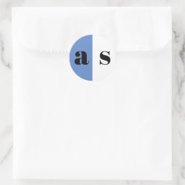 Elegante blaue Initialen Hochzeit Runder Aufkleber