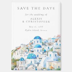 Elegante blaue italienische Skyline-Hochzeit Save Magnet