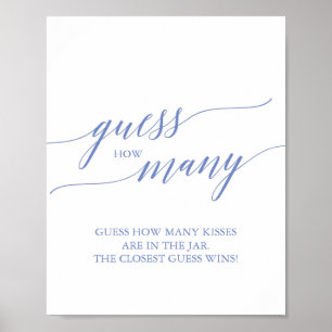 Elegante blaue Kalligrafie Errate wie viele Küsse Poster