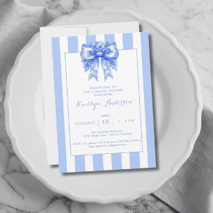 Elegante blaue Koketten-Brautparty Einladung
