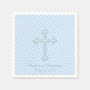 Elegante blaue Kreuz-Taufe Serviette