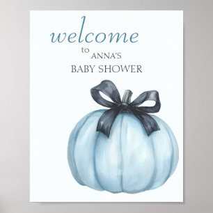 Elegante Blaue Kürbis Begrüßung Poster