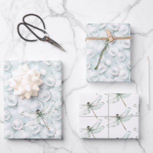 Elegante Blaue Libelle Traum Geburtstag Geschenkpapier Set