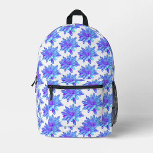 Elegante, blaue lila Blume Bedruckter Rucksack