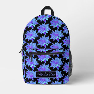 Elegante, blaue lila Blume Bedruckter Rucksack