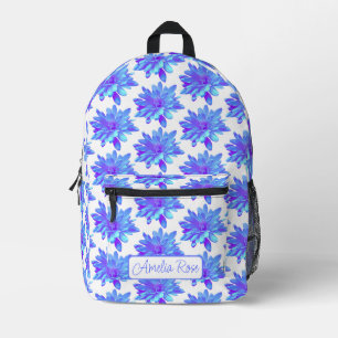 Elegante, blaue lila Blume Bedruckter Rucksack