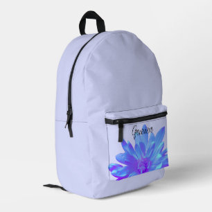 Elegante, blaue lila Blume Bedruckter Rucksack