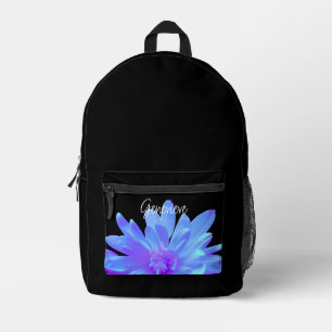 Elegante, blaue lila Blume Bedruckter Rucksack