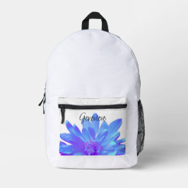 Elegante, blaue lila Blume Bedruckter Rucksack