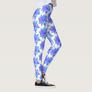 Elegante, blaue lila Blume Leggings