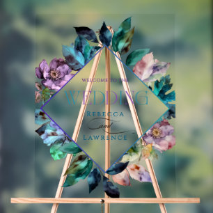 Elegante blaue lila melancholische Hochzeit Acrylschild